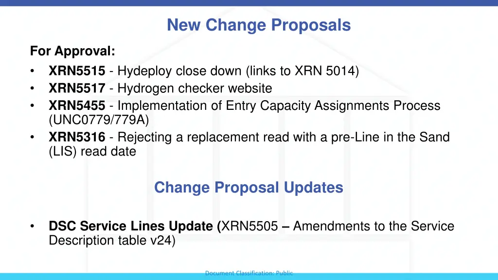 new change proposals