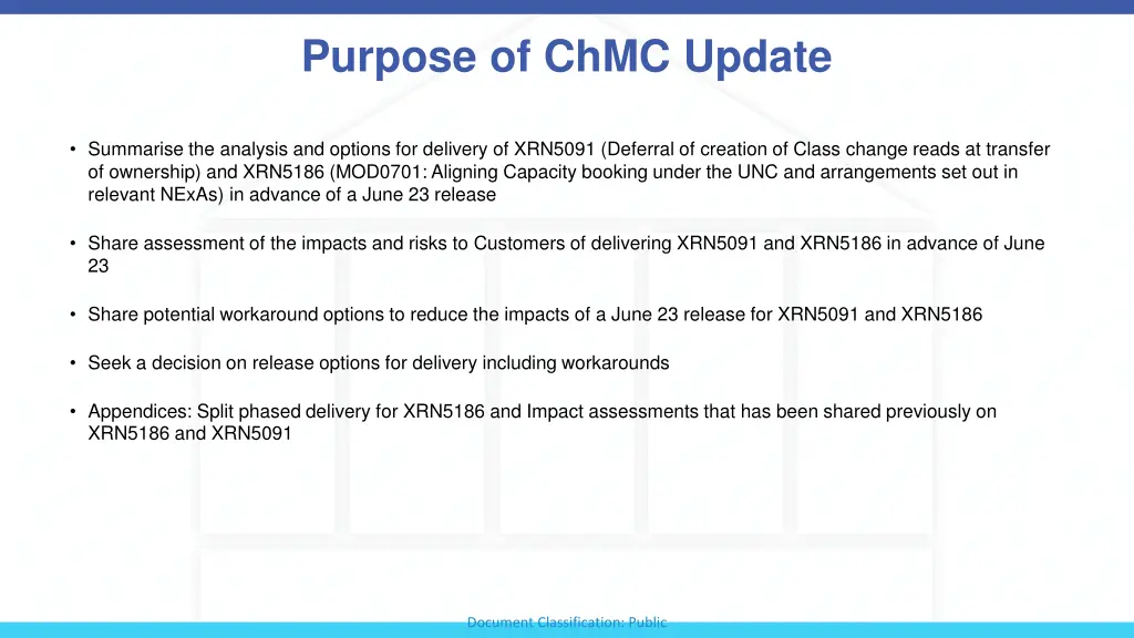 purpose of chmc update