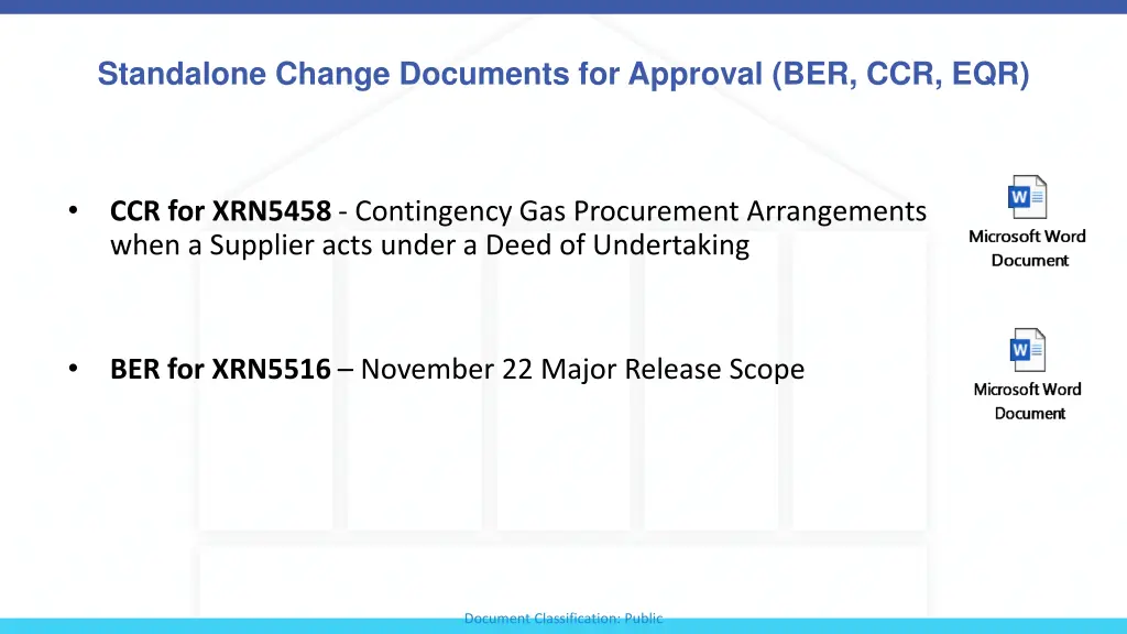 standalone change documents for approval