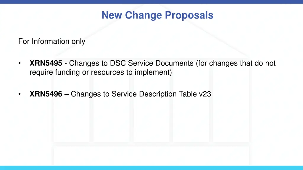 new change proposals