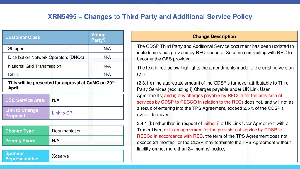 xrn5495 changes to third party and additional