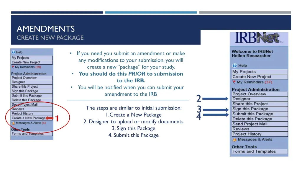 amendments create new package