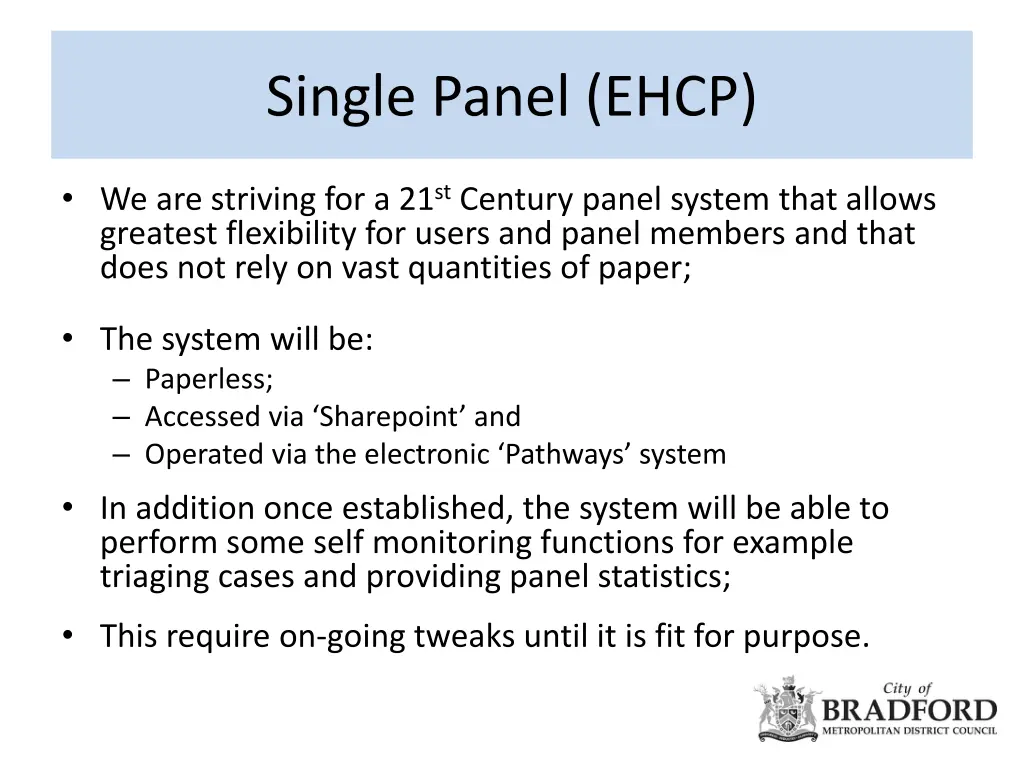 single panel ehcp