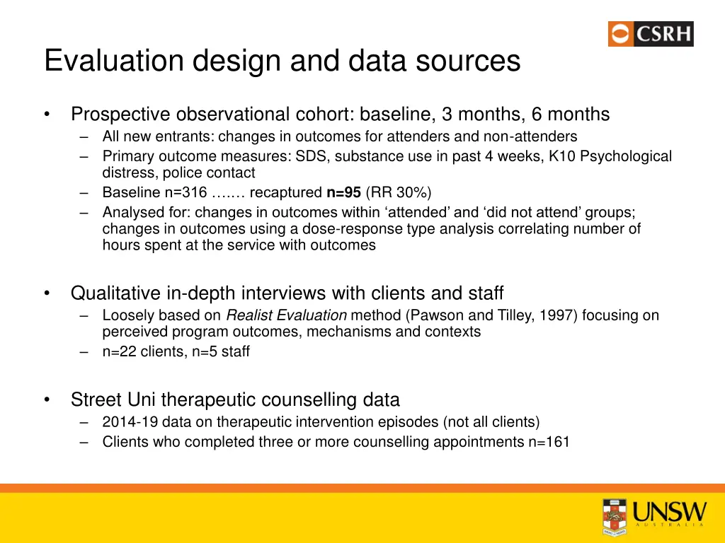 evaluation design and data sources