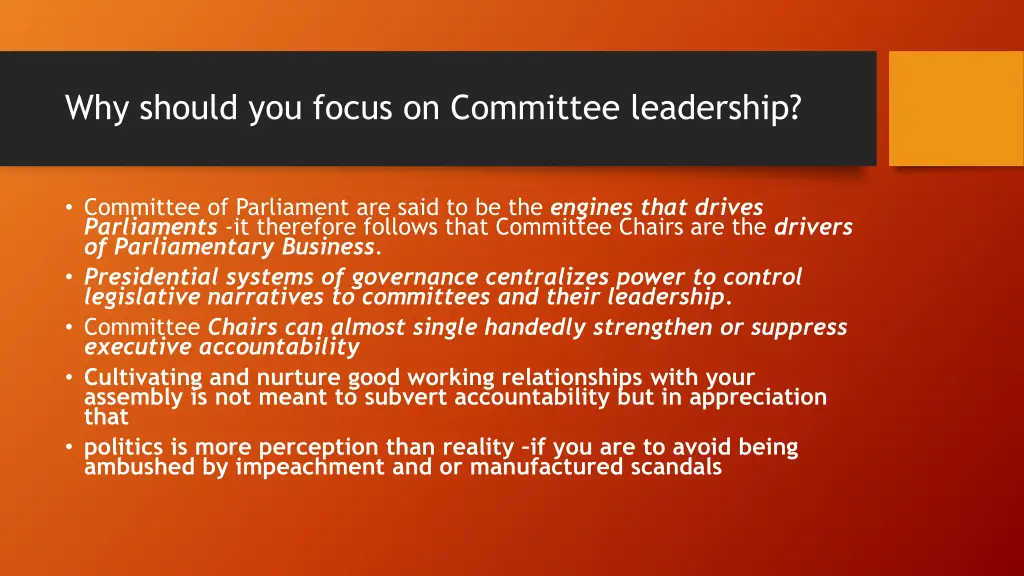 why should you focus on committee leadership