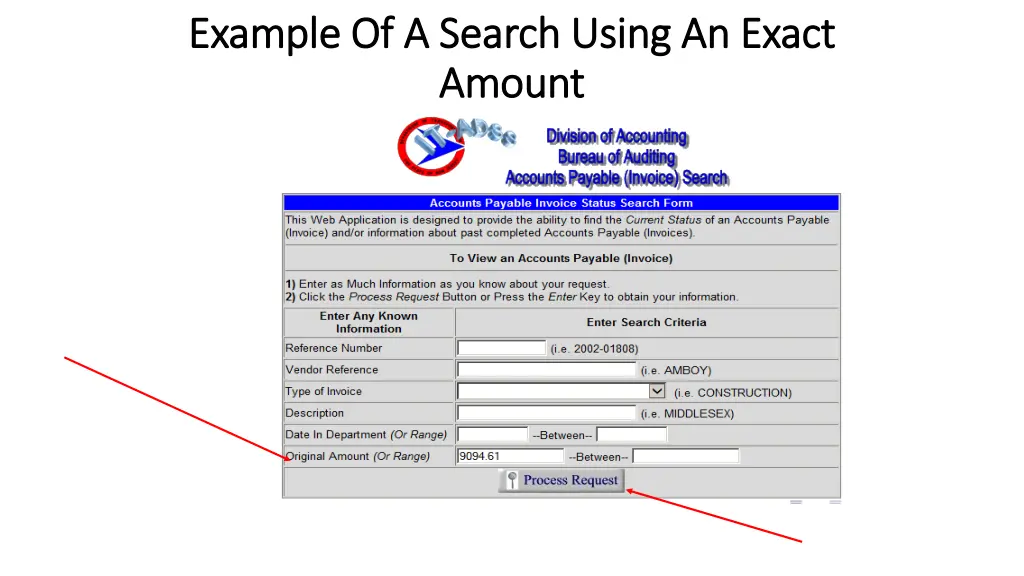 example of a search using an exact example