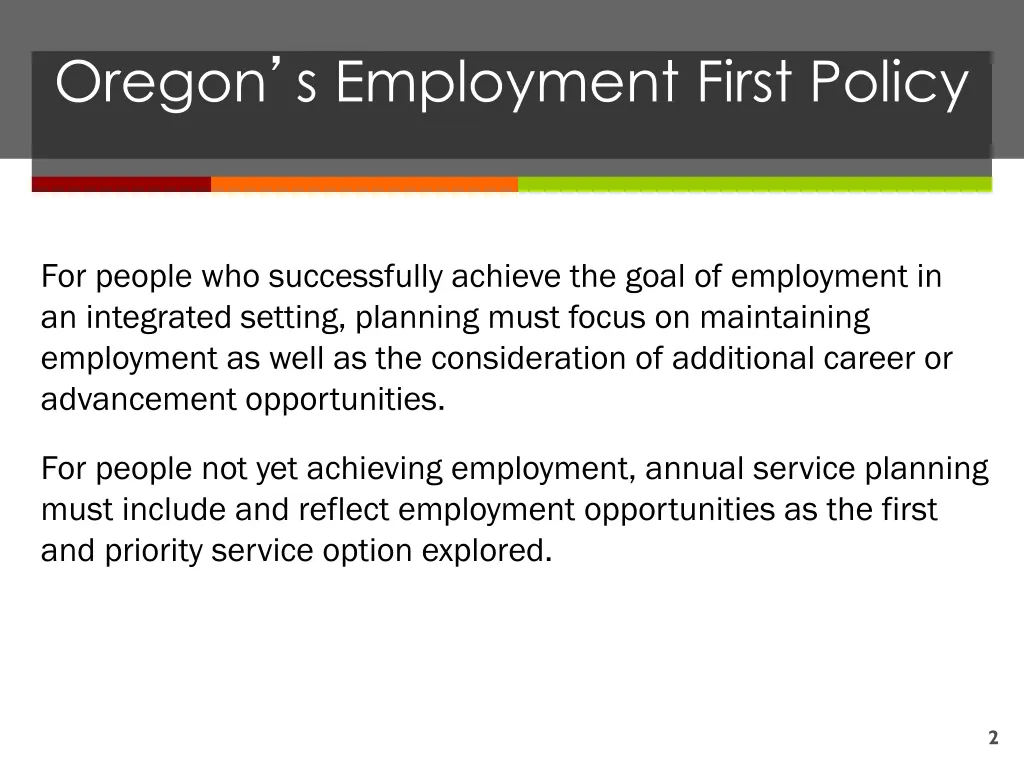 oregon s employment first policy