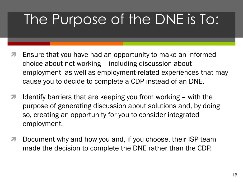 the purpose of the dne is to