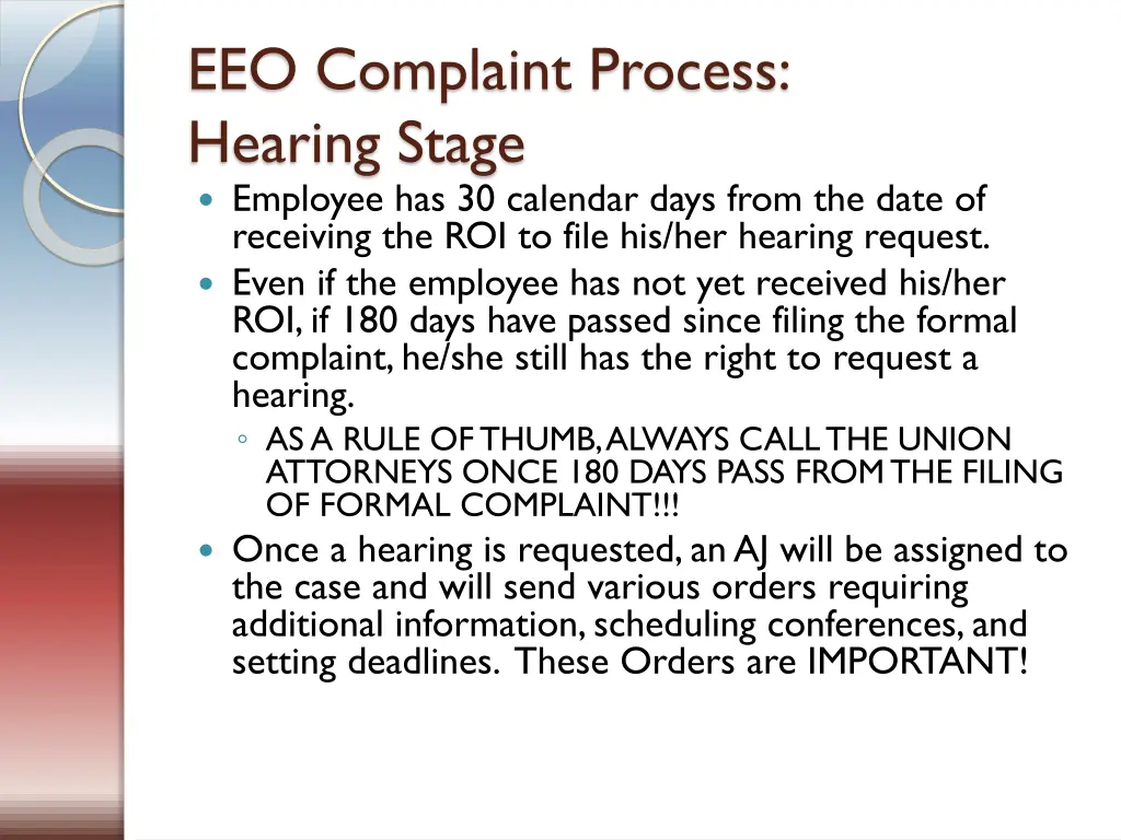 eeo complaint process hearing stage employee