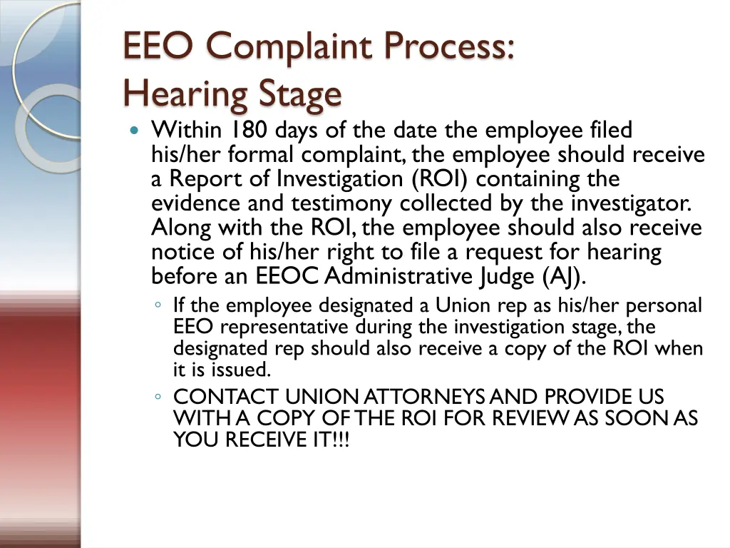 eeo complaint process hearing stage within