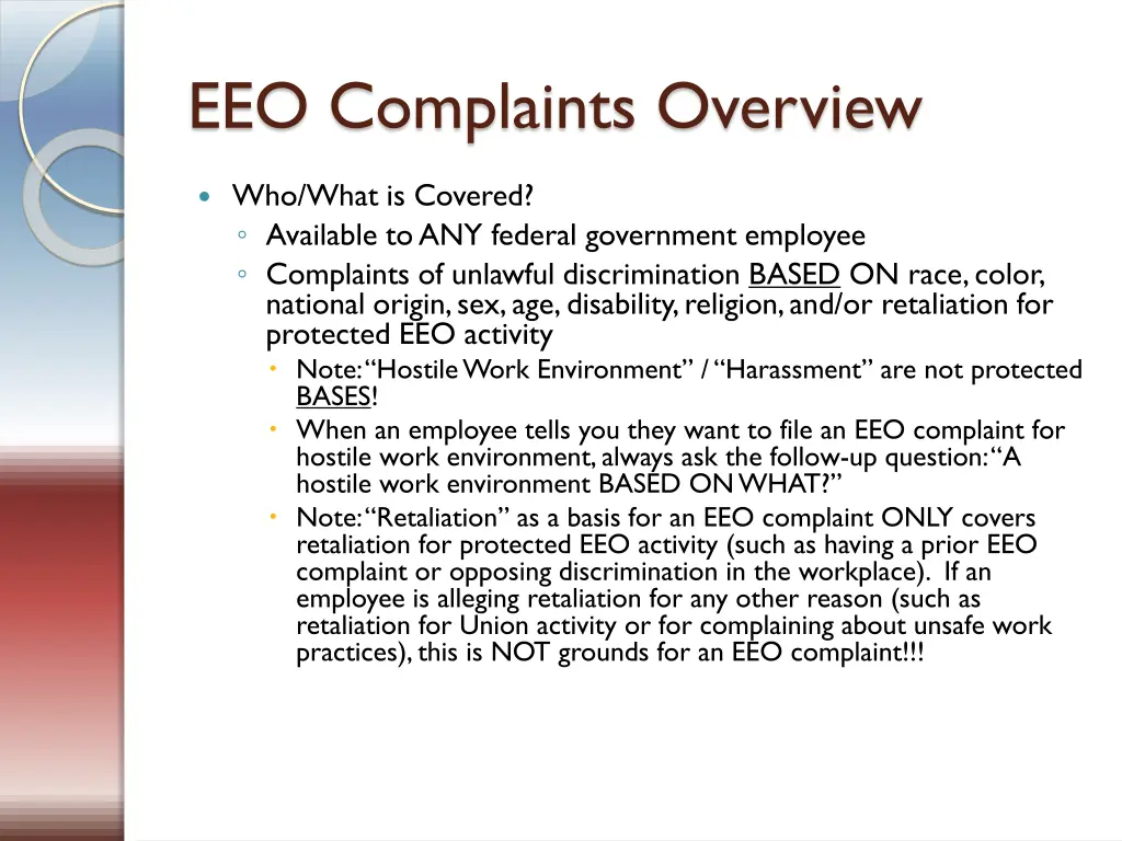 eeo complaints overview