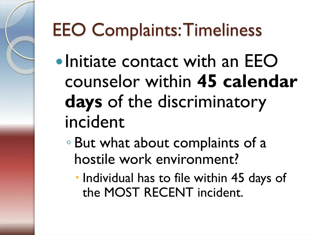 eeo complaints timeliness