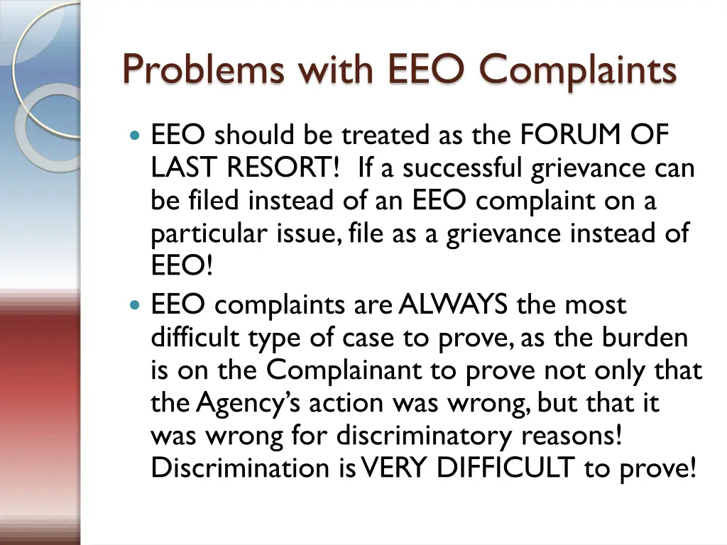 problems with eeo complaints