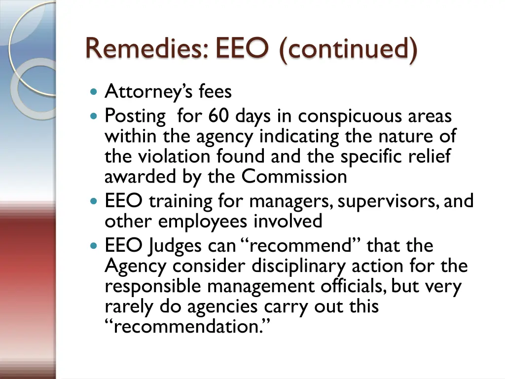 remedies eeo continued