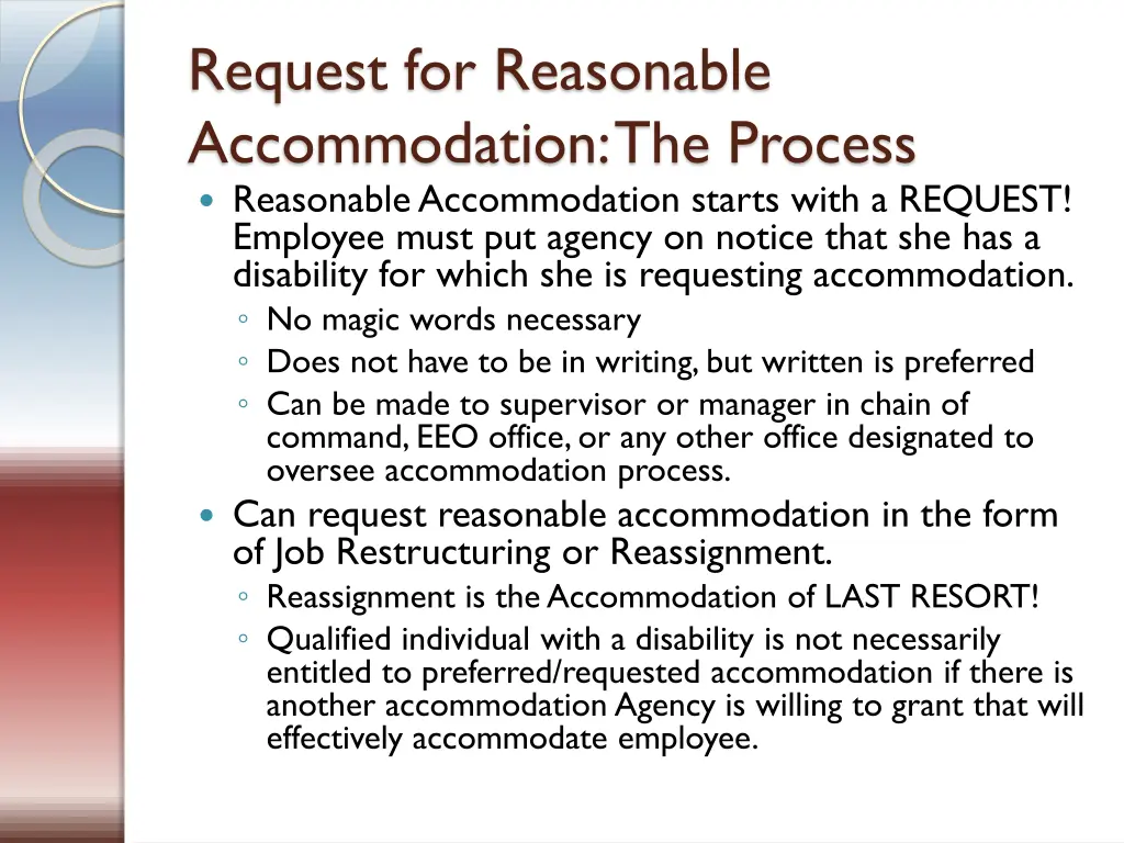 request for reasonable accommodation the process