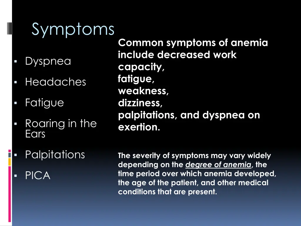 symptoms