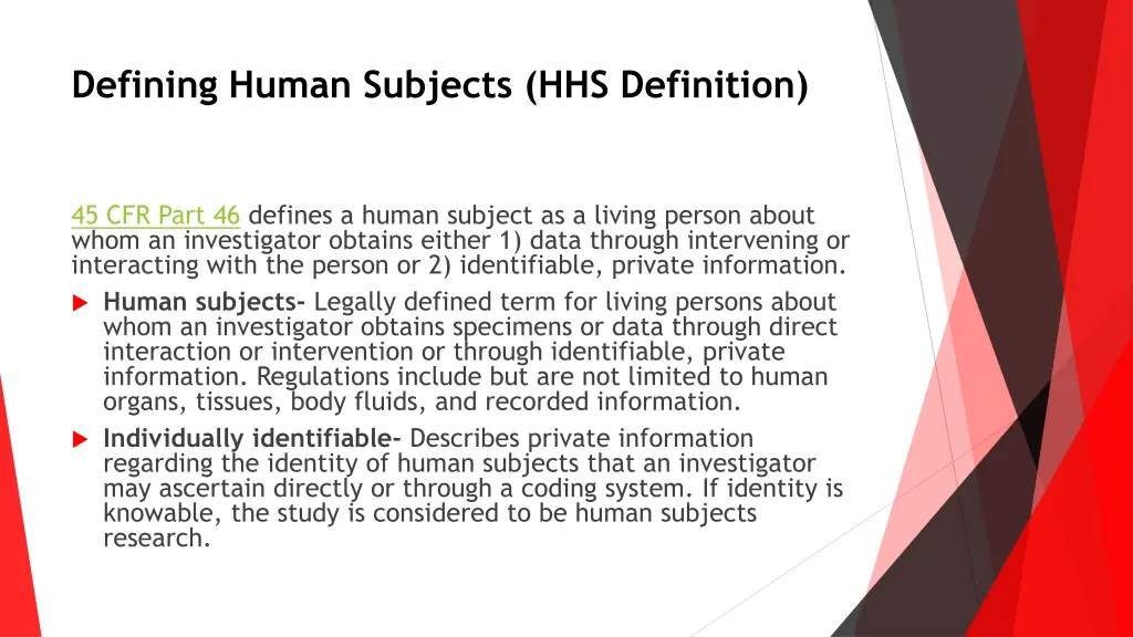 defining human subjects hhs definition