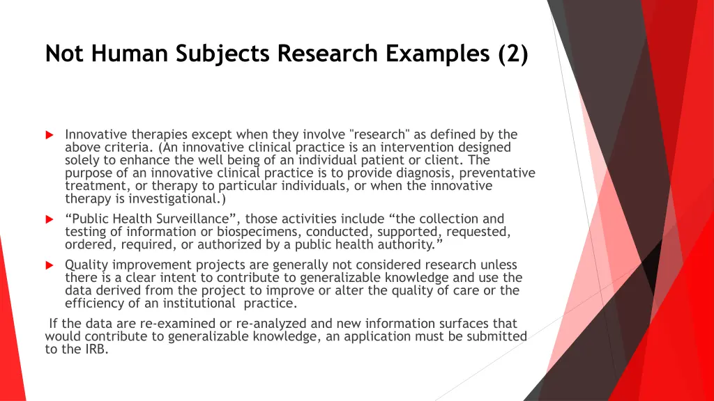 not human subjects research examples 2