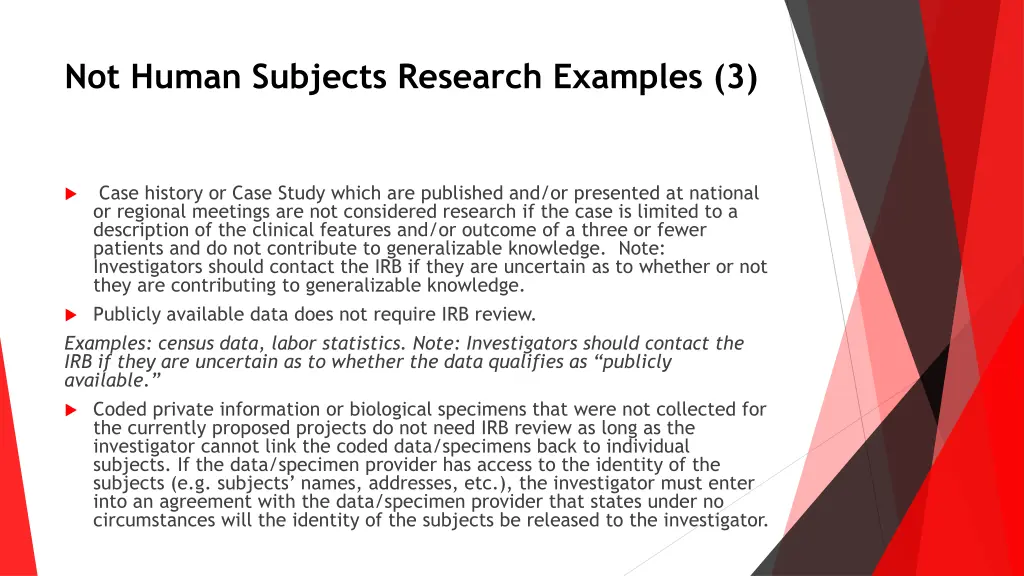 not human subjects research examples 3