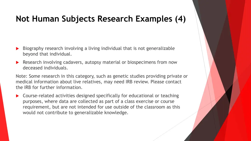 not human subjects research examples 4