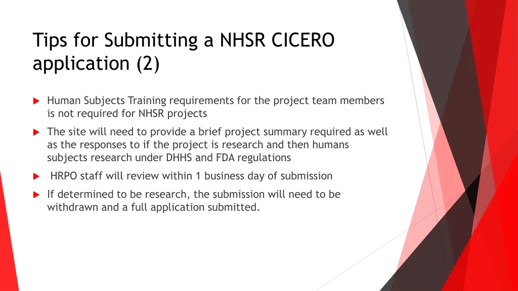 tips for submitting a nhsr cicero application 2