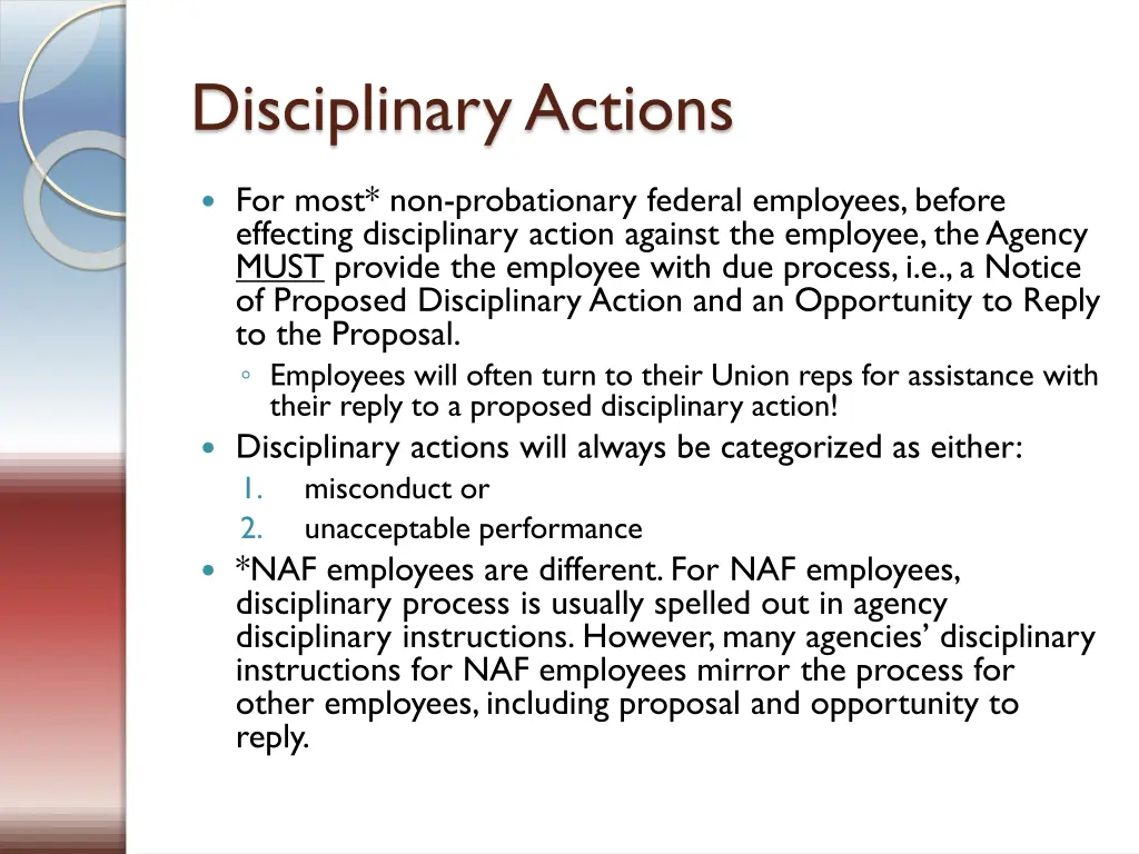 disciplinary actions