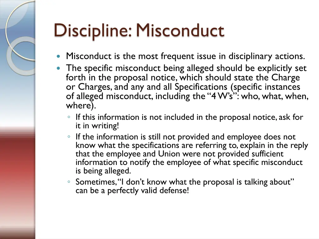 discipline misconduct