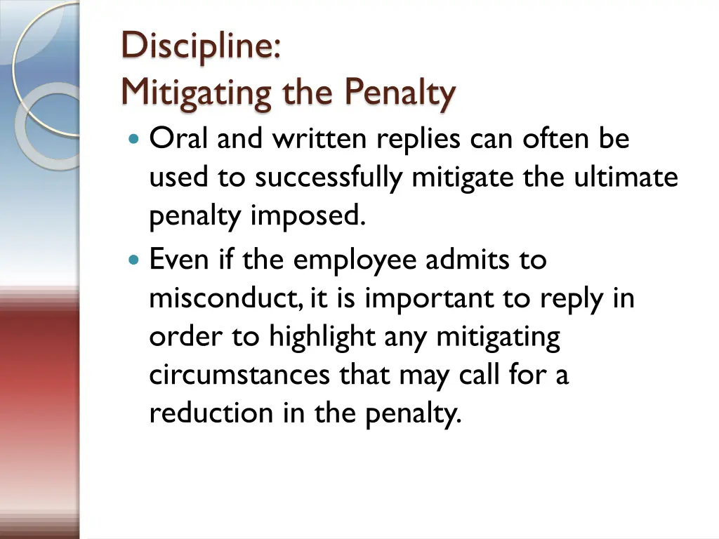 discipline mitigating the penalty oral