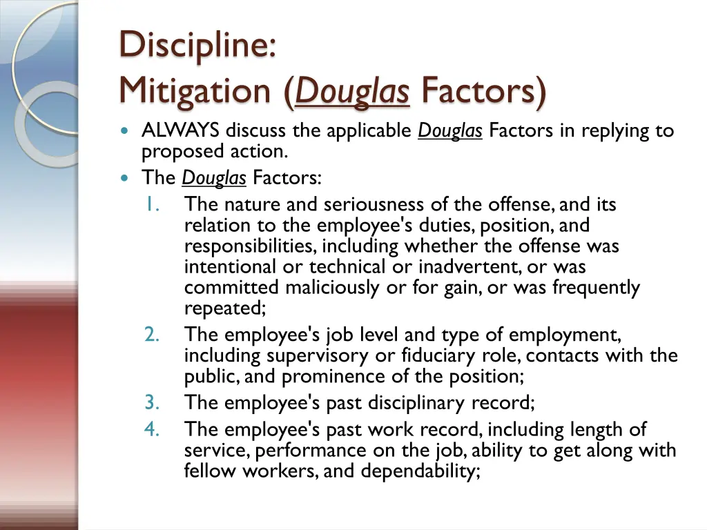 discipline mitigation douglas factors always