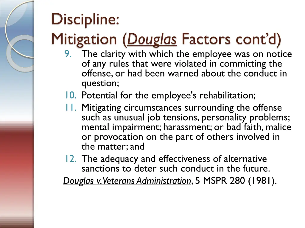 discipline mitigation douglas factors cont 1