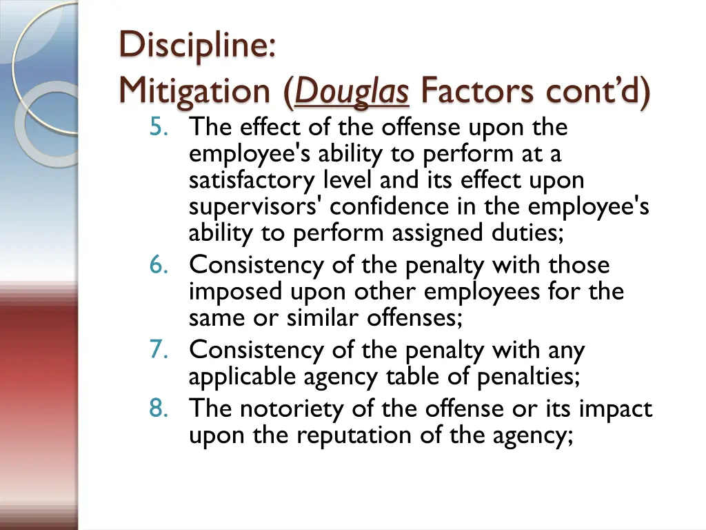 discipline mitigation douglas factors cont