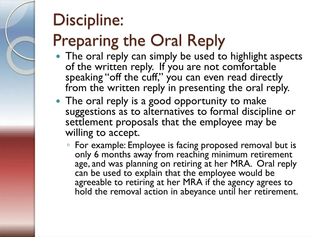 discipline preparing the oral reply the oral