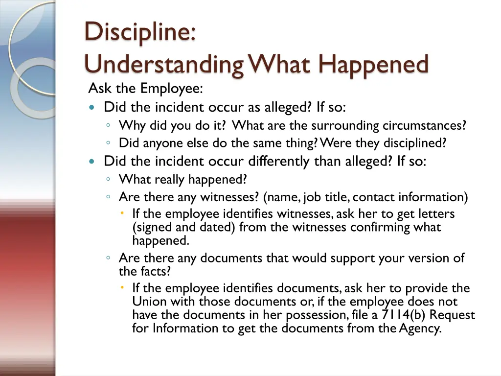 discipline understanding what happened