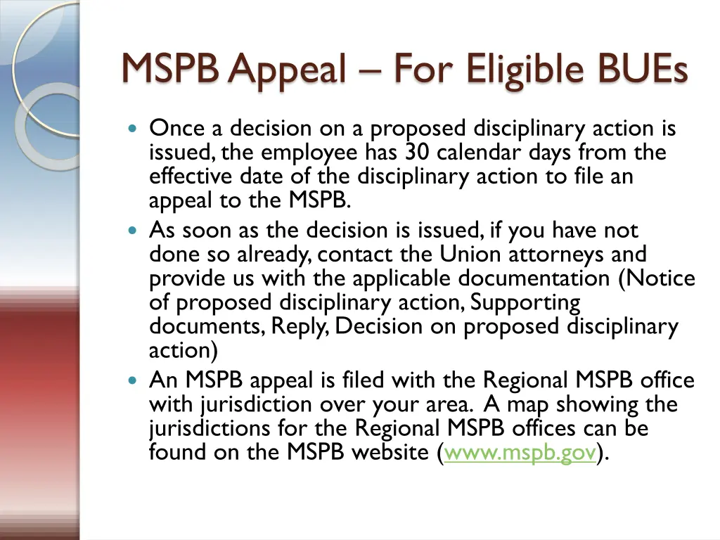 mspbappeal for eligible bues