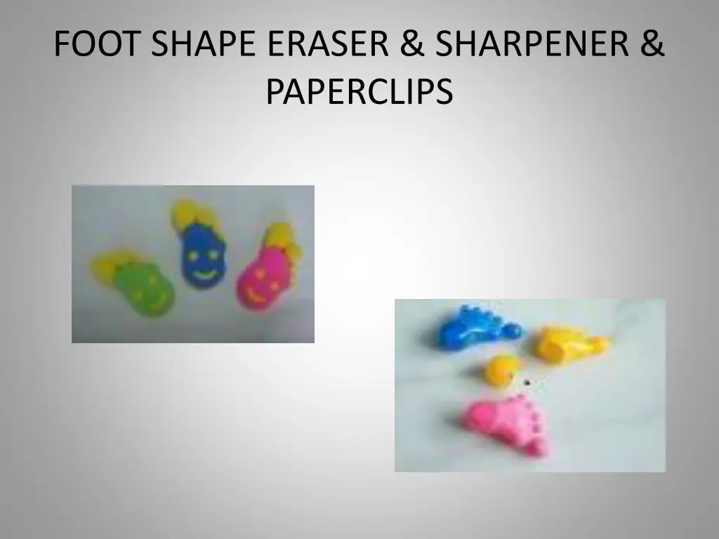 foot shape eraser sharpener paperclips