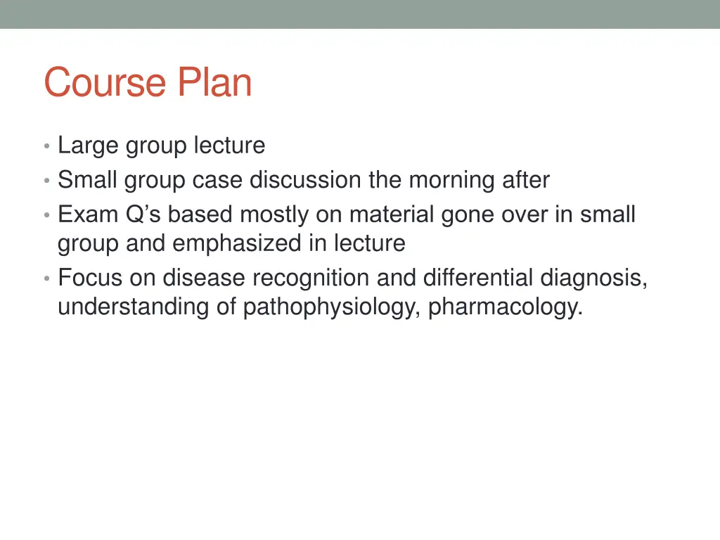 course plan