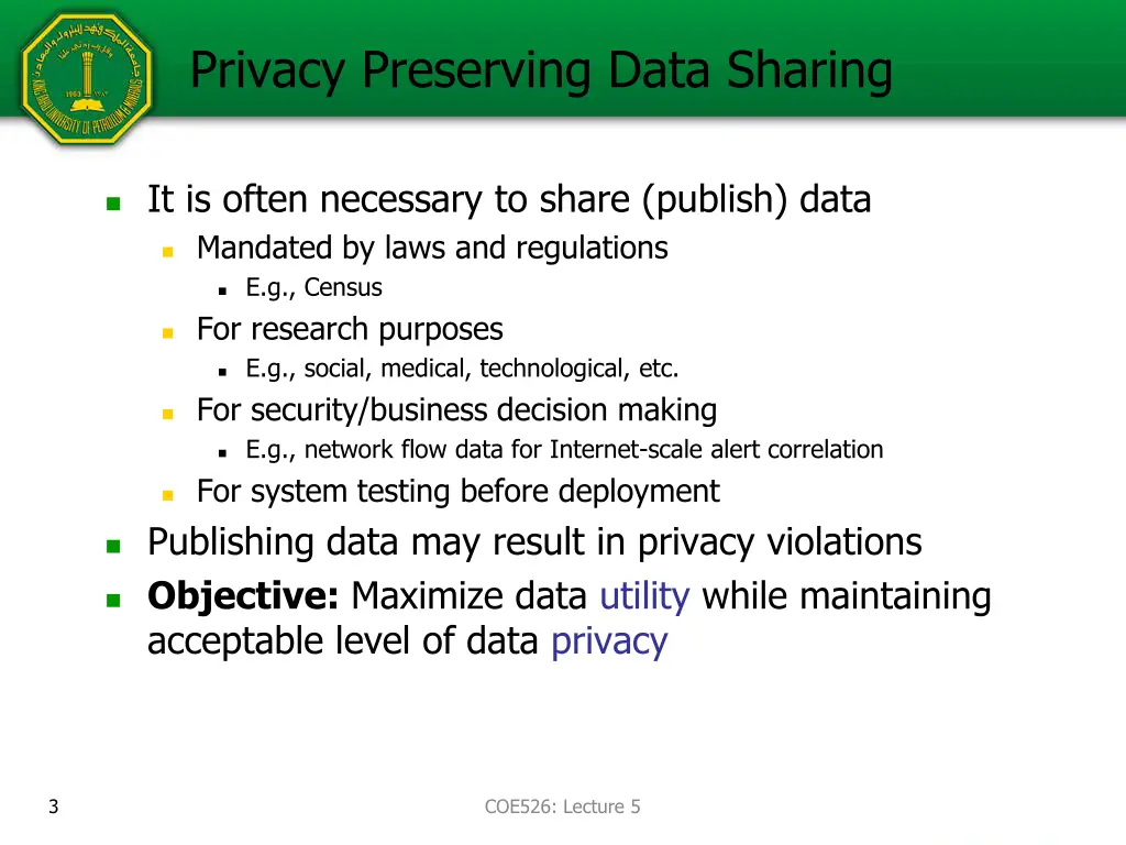 privacy preserving data sharing