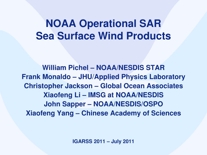 noaa operational sar sea surface wind products