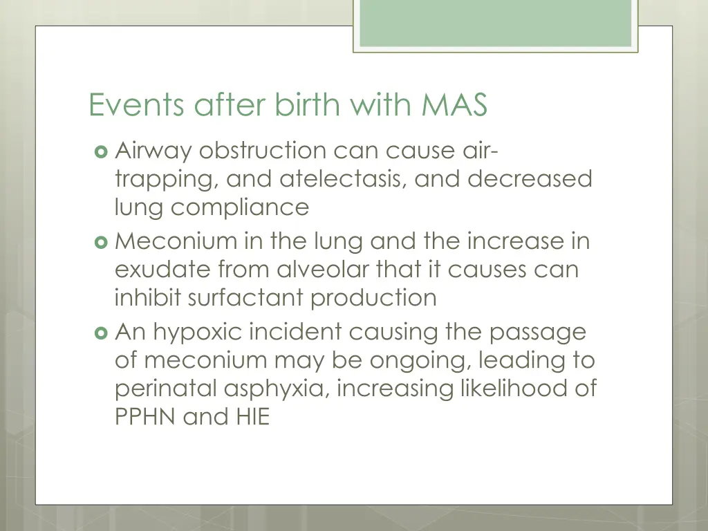 events after birth with mas