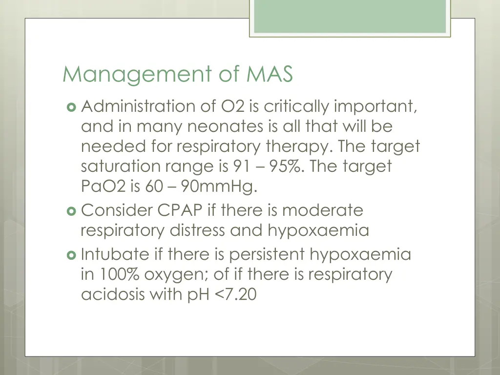 management of mas