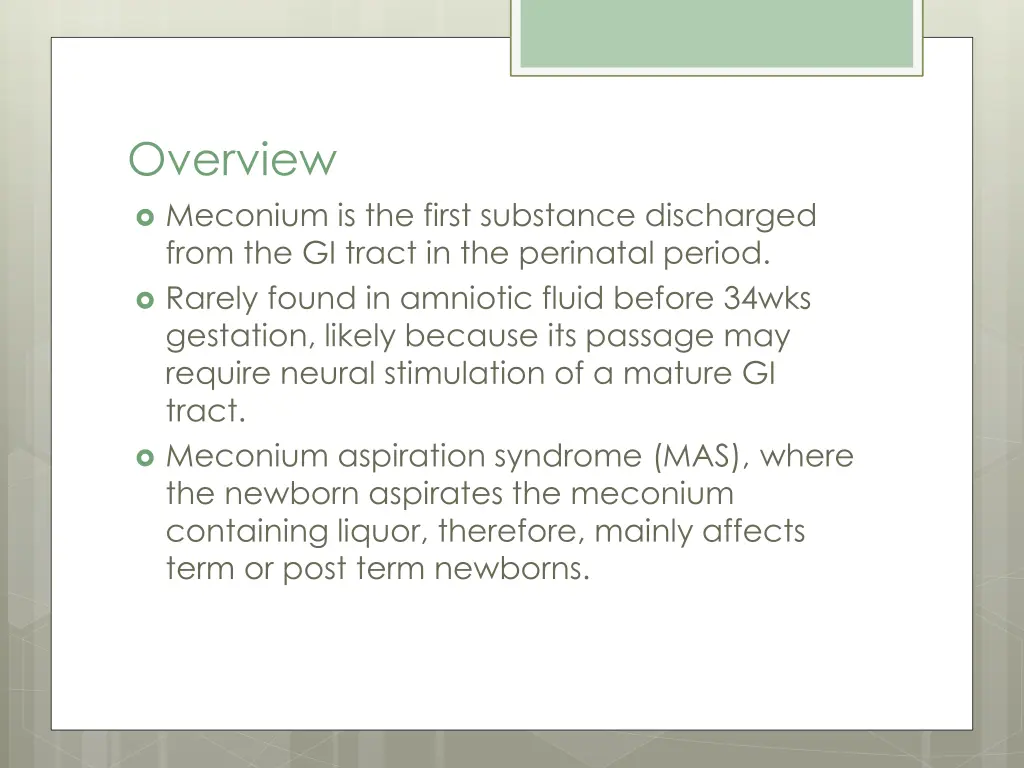 overview meconium is the first substance