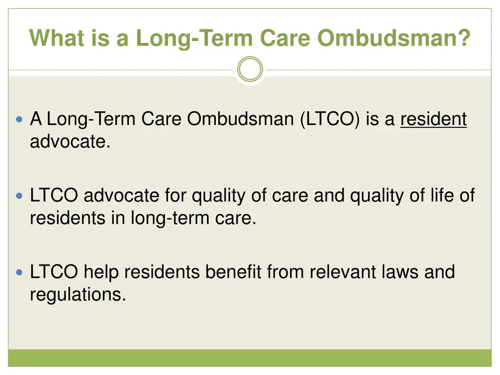 what is a long term care ombudsman