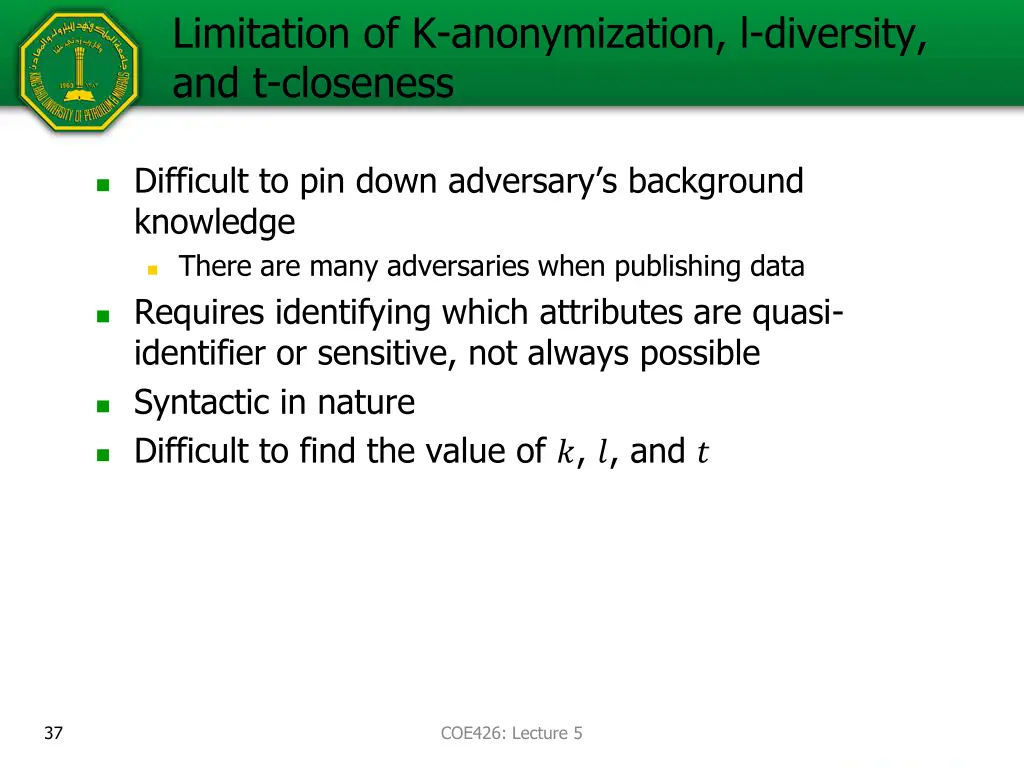 limitation of k anonymization l diversity