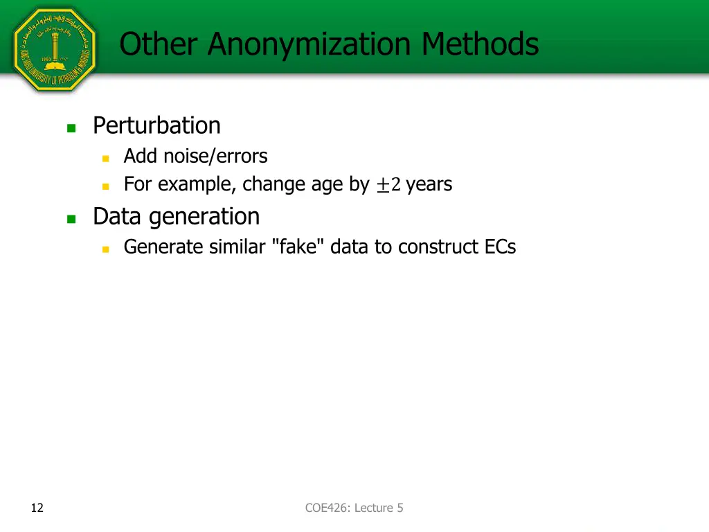 other anonymization methods