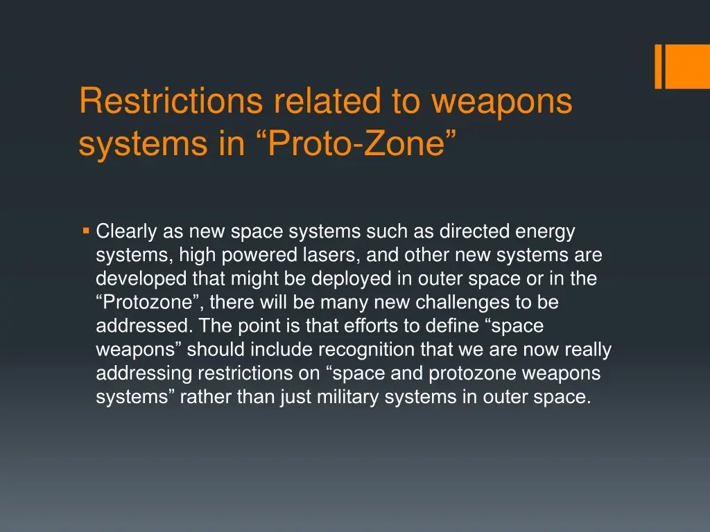 restrictions related to weapons systems in proto