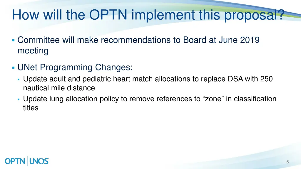 how will the optn implement this proposal