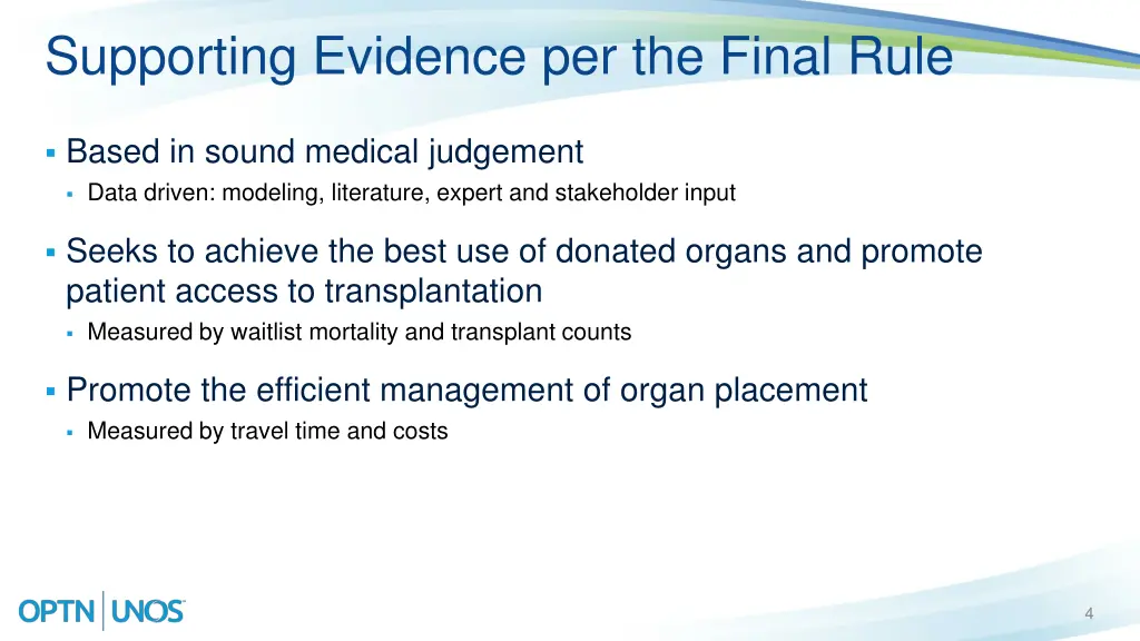 supporting evidence per the final rule