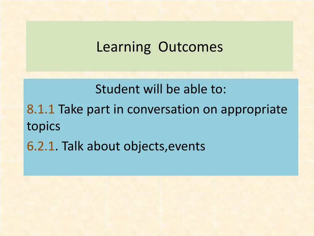 learning outcomes