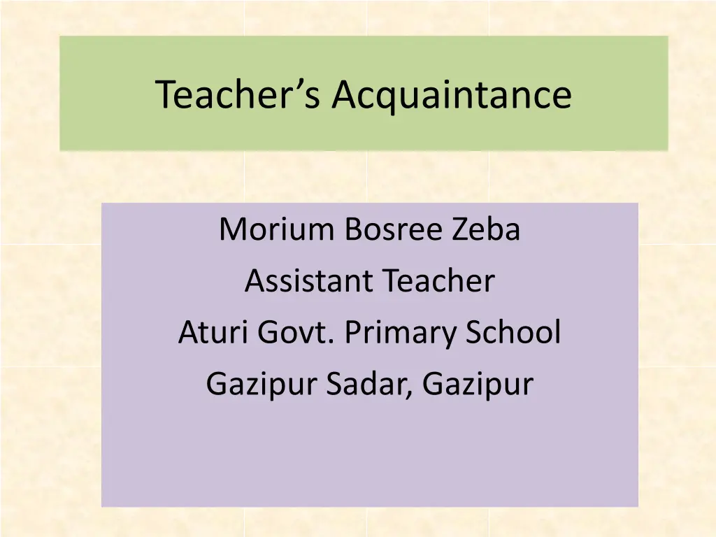 teacher s acquaintance