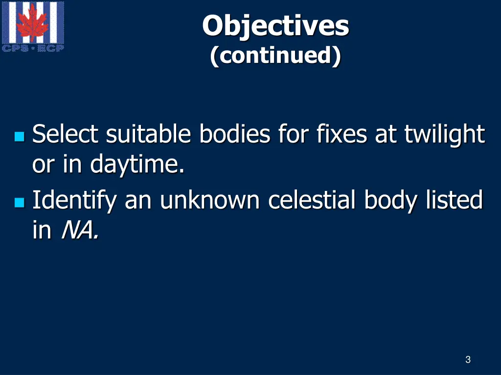 objectives continued